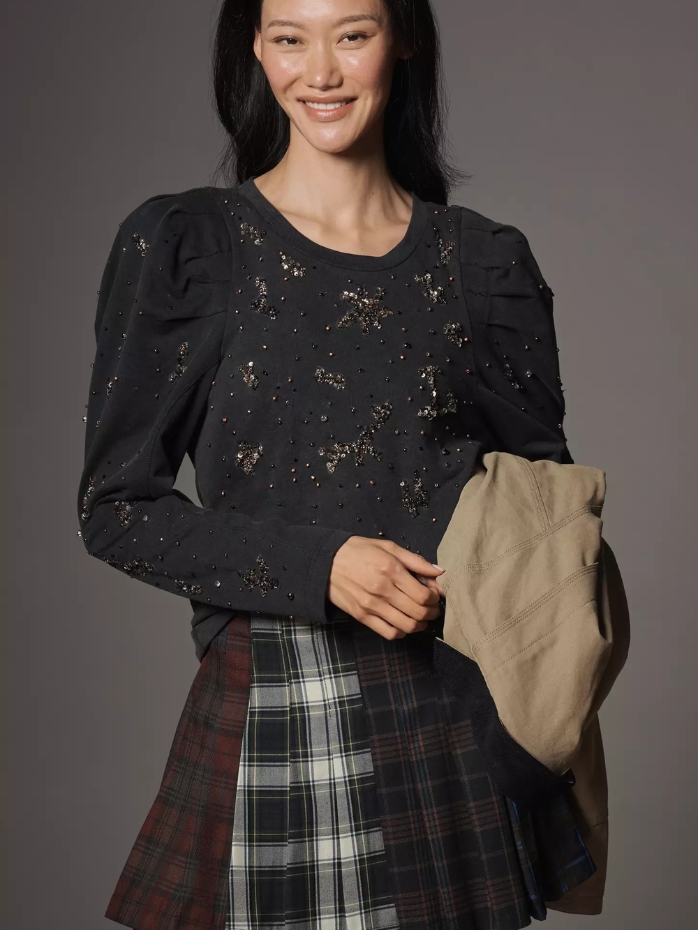 Anthropologie By Anthropologie Sequin Puff-Sleeve Sweater By Sequin Puff-Sleeve